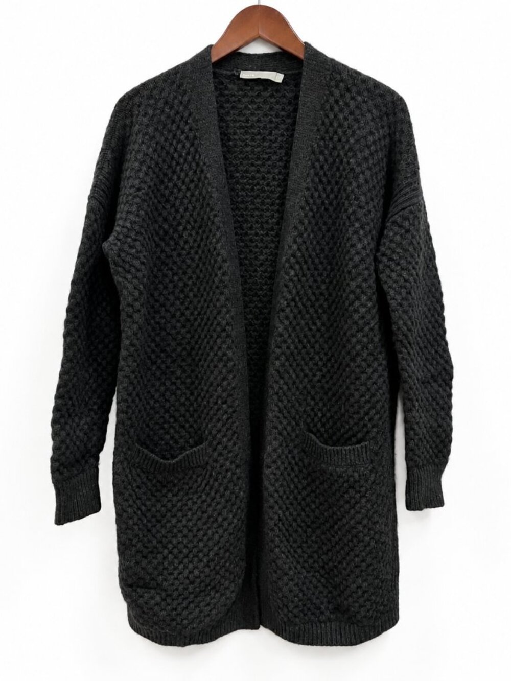 Vince Yak Wool Blend Long Cardigan S Charcoal Chunky Knit Oversized Sweater